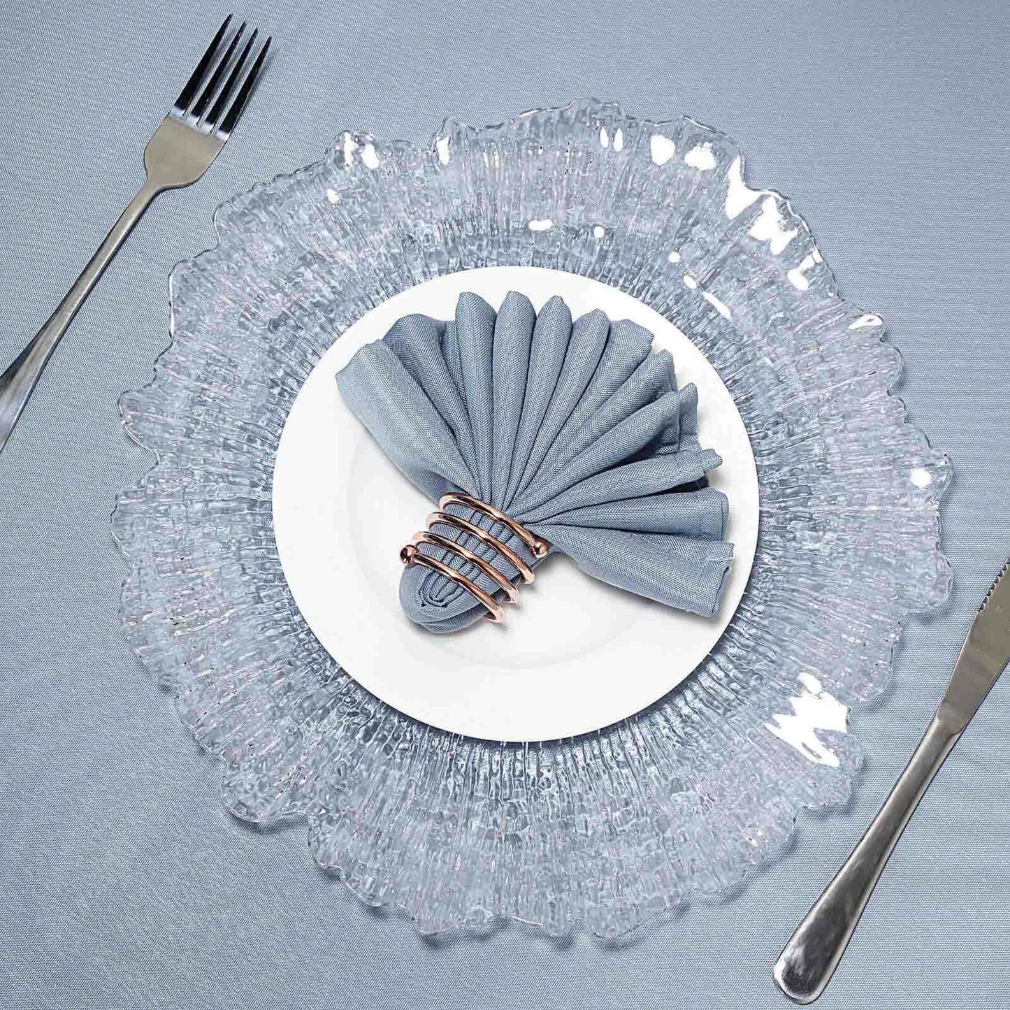 6-Pack Plastic Round Charger Plates 13" in Clear with Reef Design, Decorative Dinner Party Serving Plates