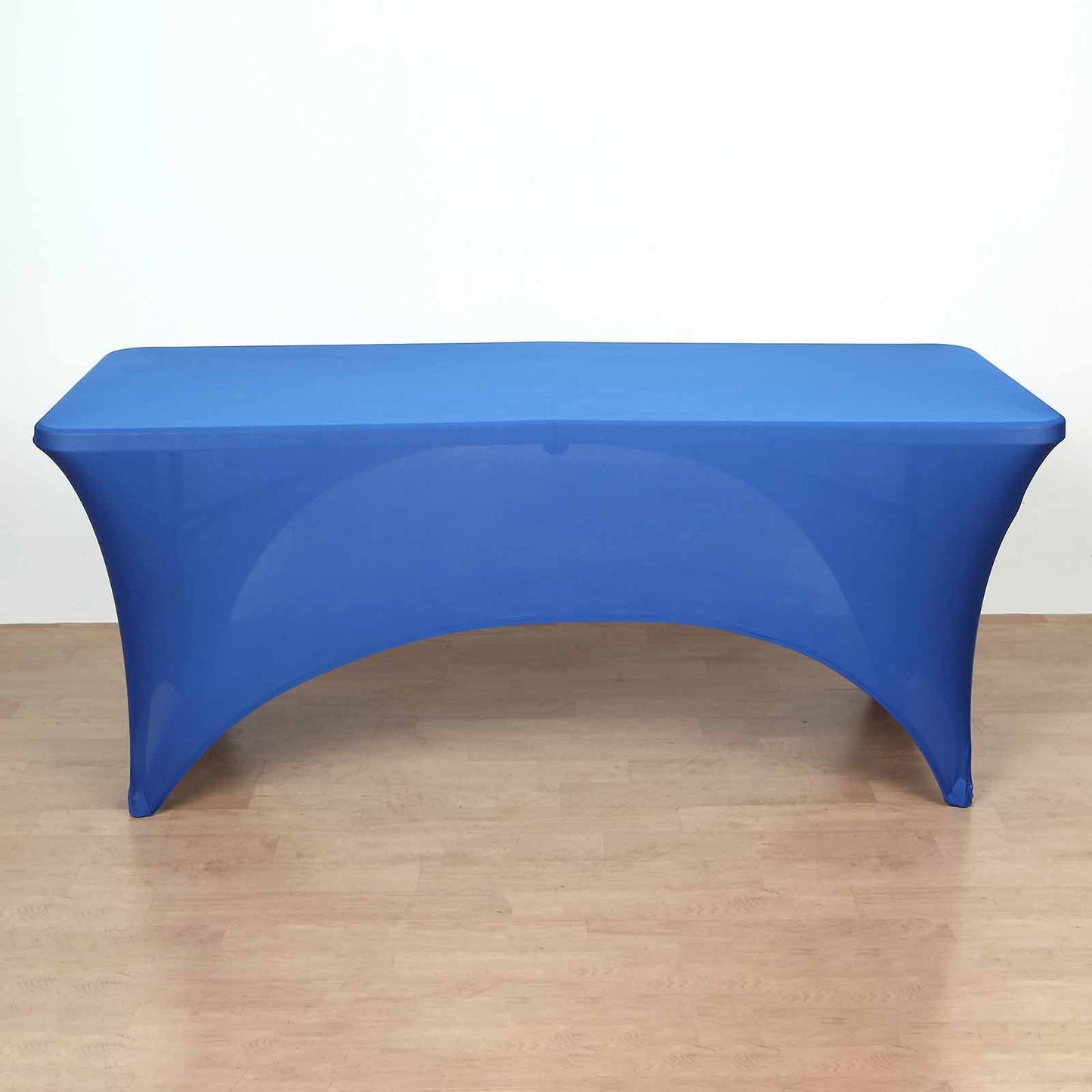Stretch Spandex 72"x30" Rectangular Table Cover Royal Blue with Curved Open Back Design Tailored Professional Look