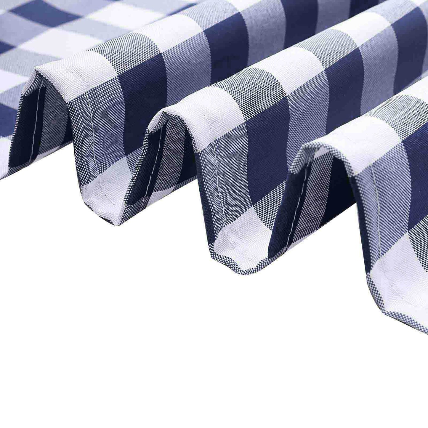 5 Pack Polyester Chair Sashes Navy Blue/White Buffalo Plaid - Durable & Reusable Chair Bows 6"x108"