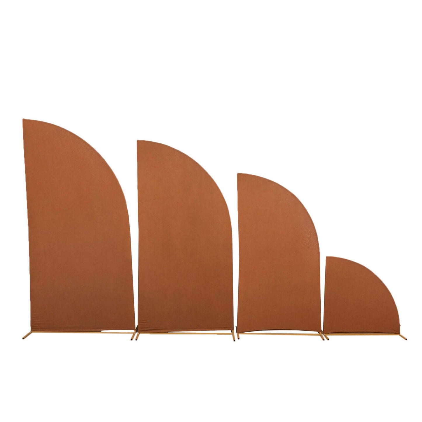 Set of 4 Matte Cinnamon Brown Spandex Half Moon Chiara Backdrop Stand Covers, Custom Fitted Wedding Arch Covers - 2.5ft,5ft,6ft,7ft