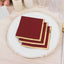 50-Pack Paper Beverage Napkins Burgundy with Gold Foil Edge - 2 Ply Disposable Soft 18GSM Cocktail Napkins 5"x5"