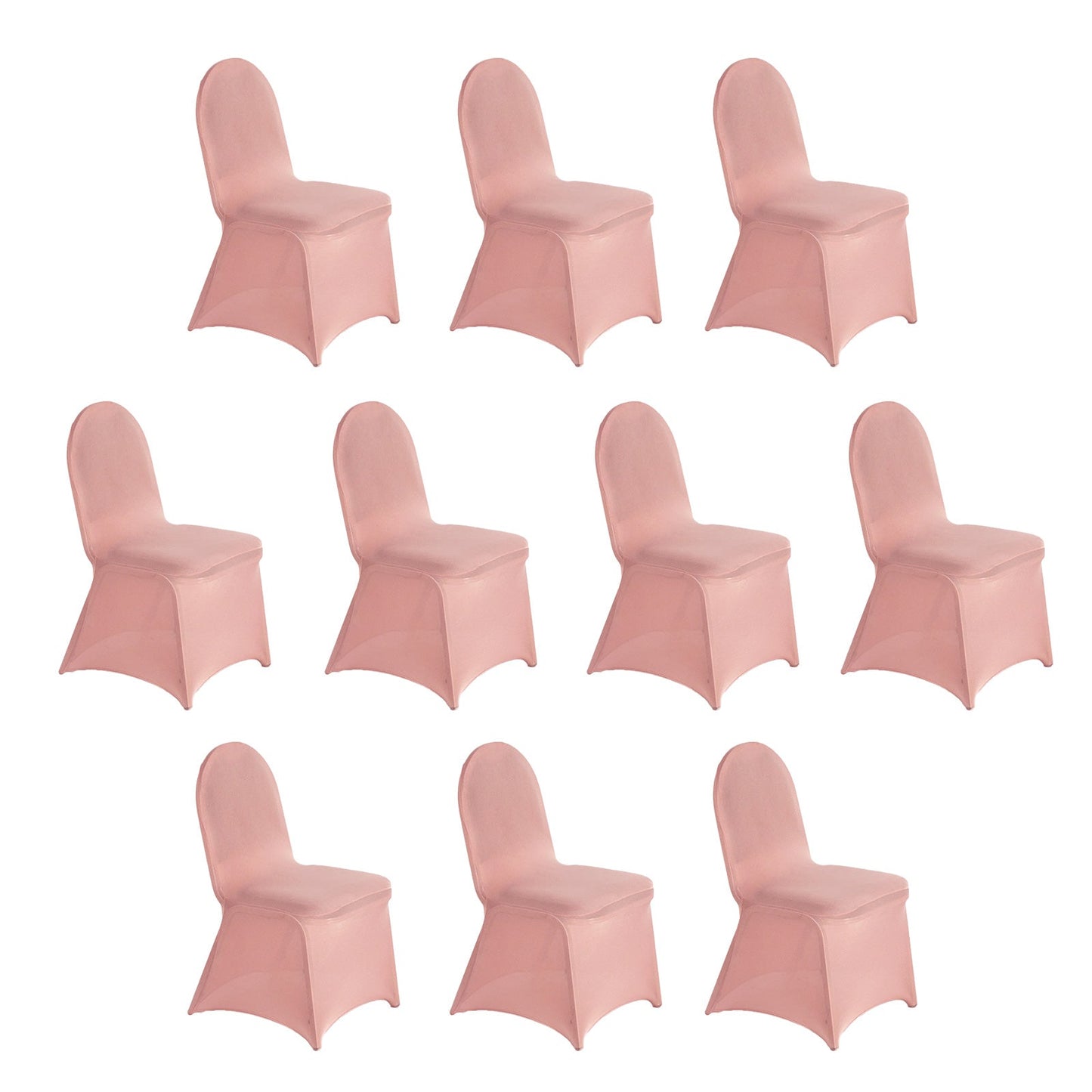 10 Pack Spandex Chair Covers for Banquet Chairs Dusty Rose - Durable Reusable Stretch Slip-On Covers