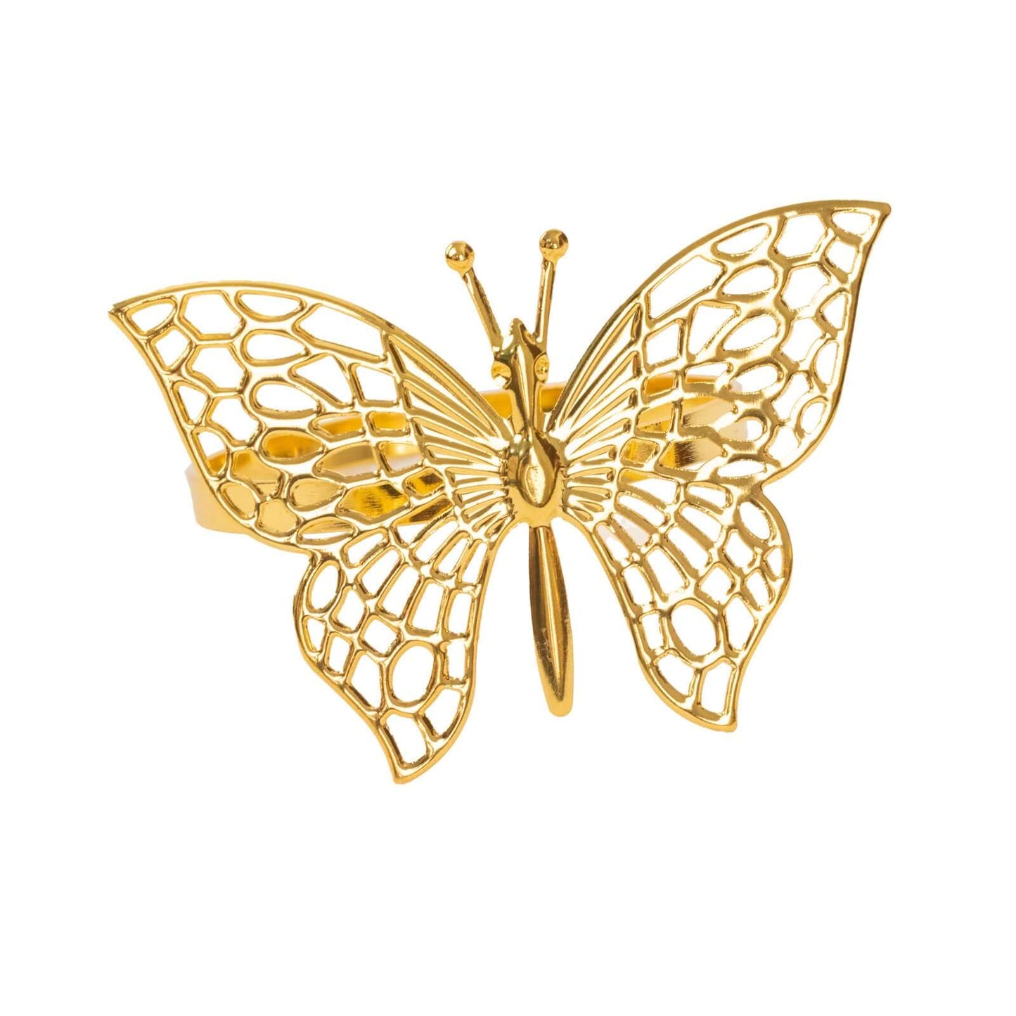 4 Pack Gold Metal Butterfly Napkin Rings, Decorative Laser Cut Cloth Napkin Holders