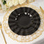 10-Pack Plastic Round 6" Dessert Plates in Black Ruffled Rim with Gold Edging - Sturdy Disposable Salad Appetizer Dinnerware