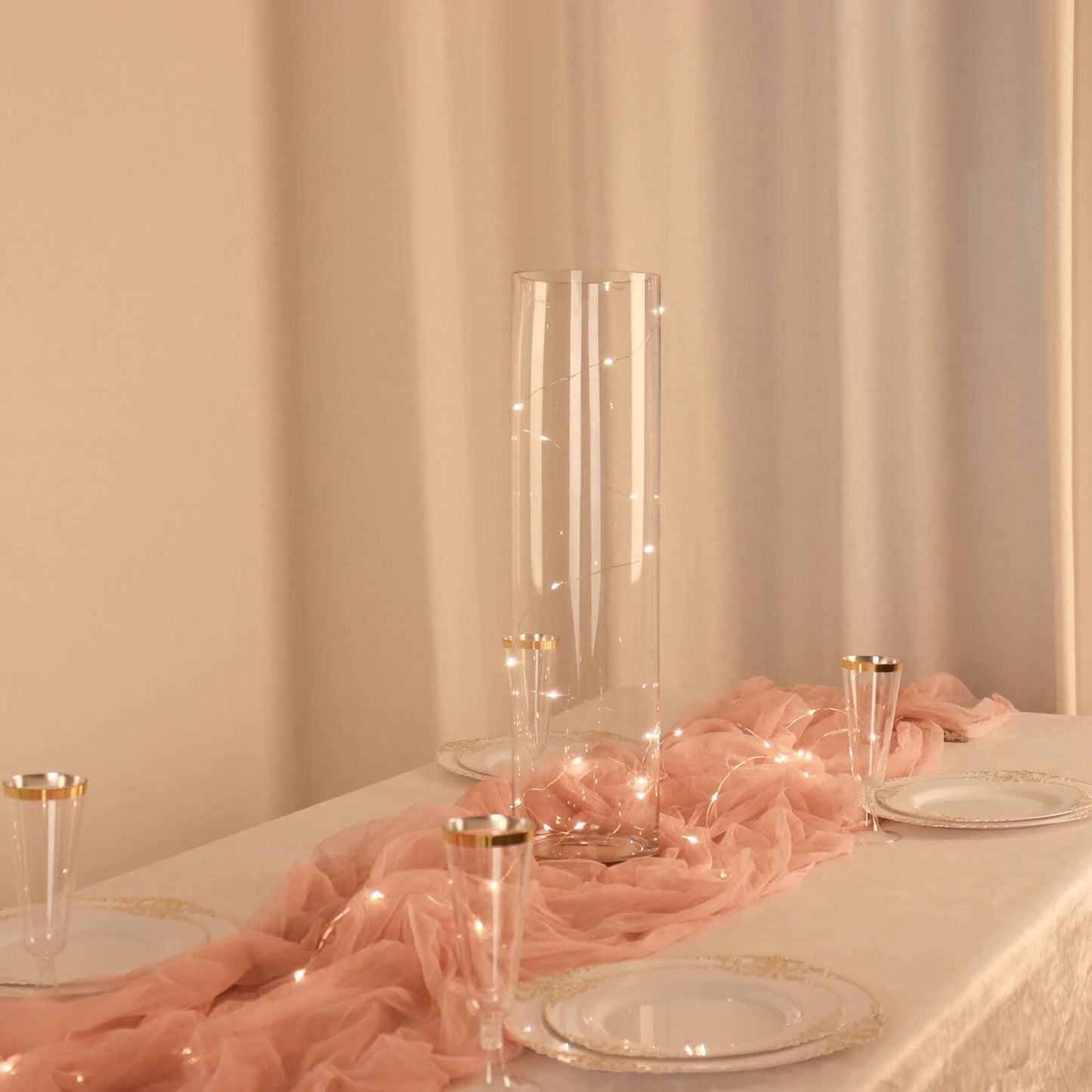 6-Pack Glass Flower Vases Cylinder Design Heavy Duty Clear - Stylish Centerpieces for Weddings 20"