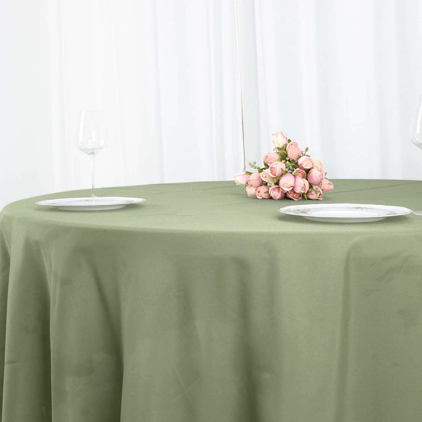 Polyester 108" Round Tablecloth Dusty Sage Green - Wrinkle-Resistant Table Cover