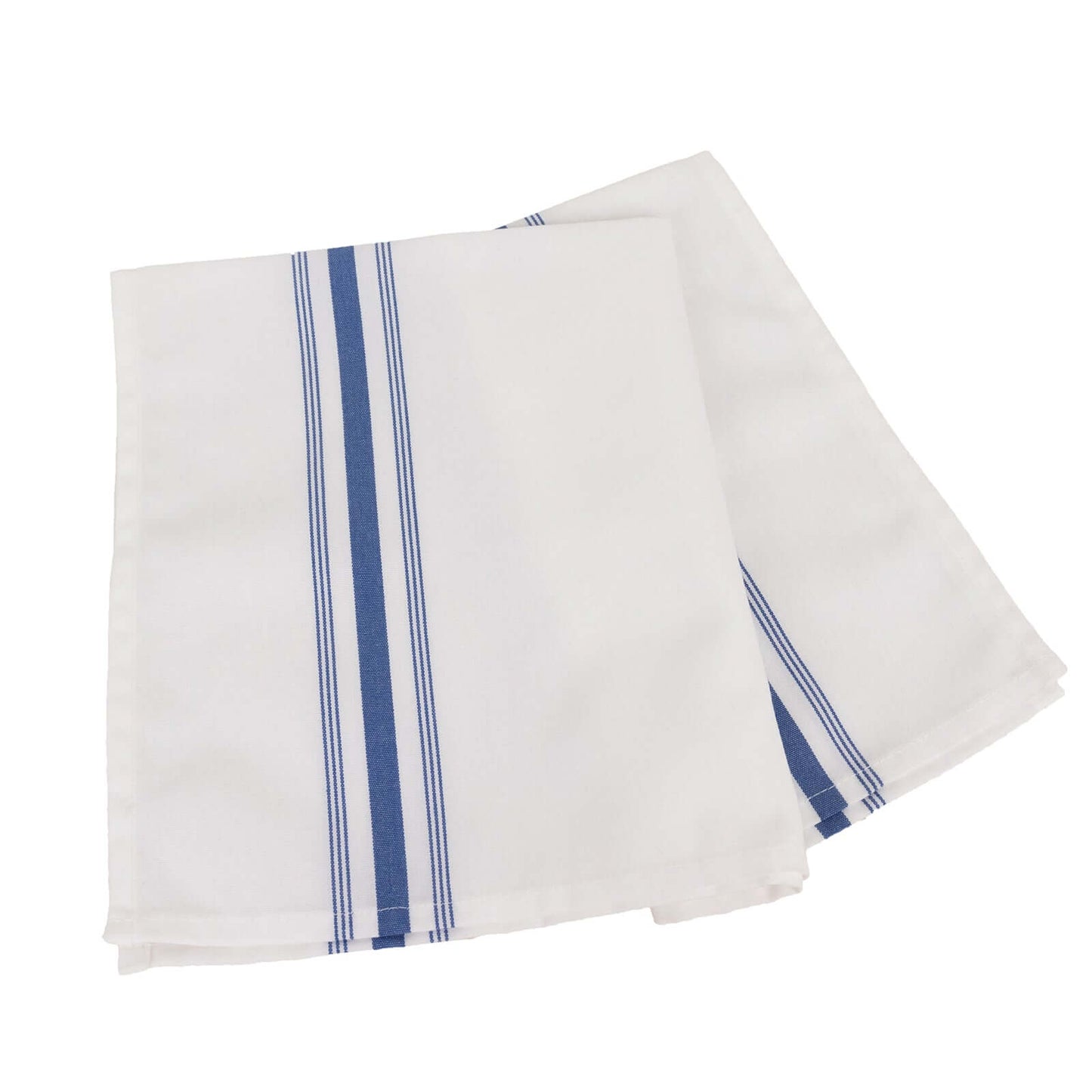10 Pack Premium Spun Polyester 18"x22" Napkins White/Blue Bistro Style - Highly Absorbent Cotton-Like Feel Cloth Napkins