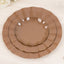 10-Pack Plastic Round 6" Dessert Plates in Coffee Brown Ruffled Rim with Gold Edging - Sturdy Disposable Salad Appetizer Dinnerware