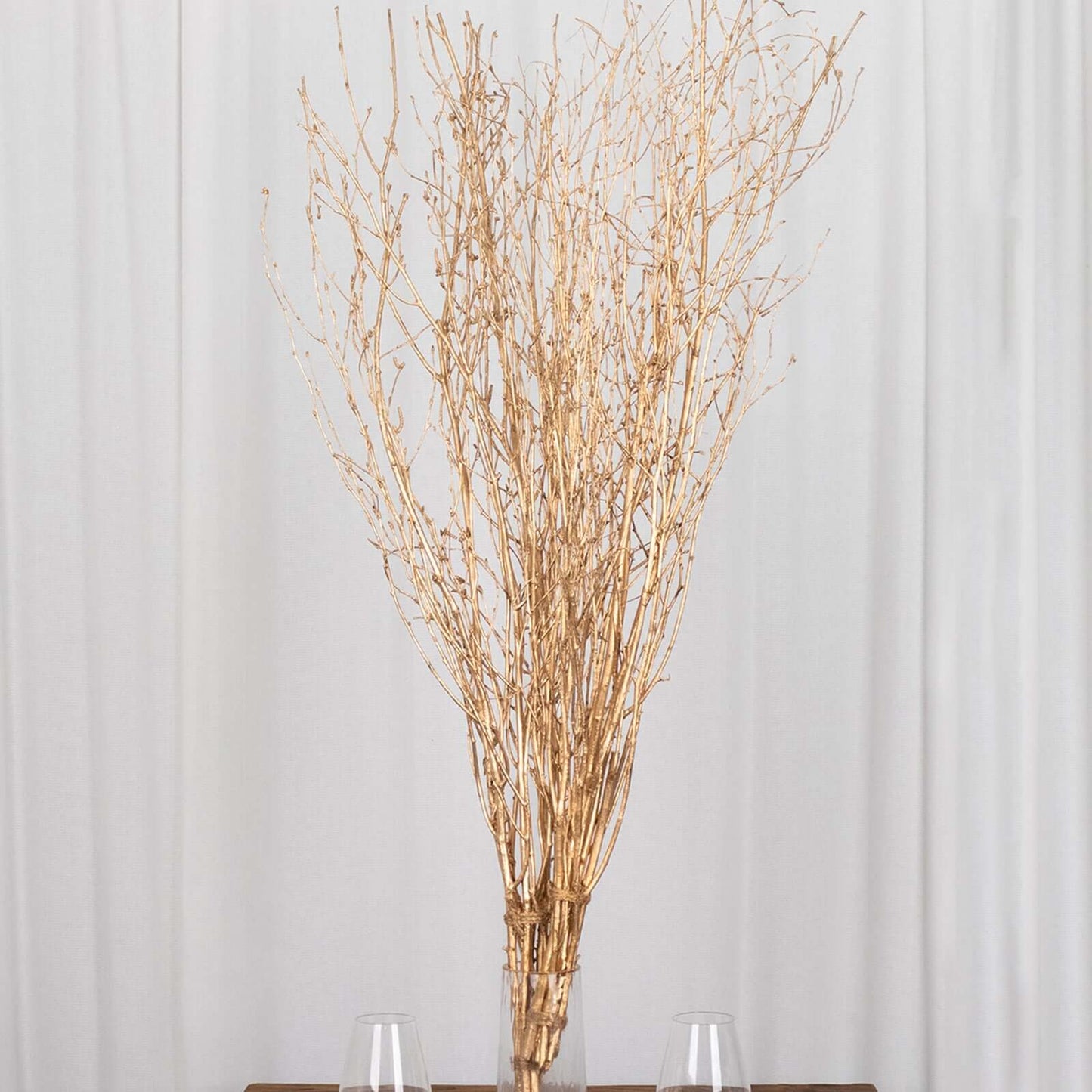 6-Pack Natural Birch Tree Branches 46" Metallic Gold - Versatile Extra Long Decorative Dried Willow Twigs Sticks for Vase Centerpiece Wedding Decor