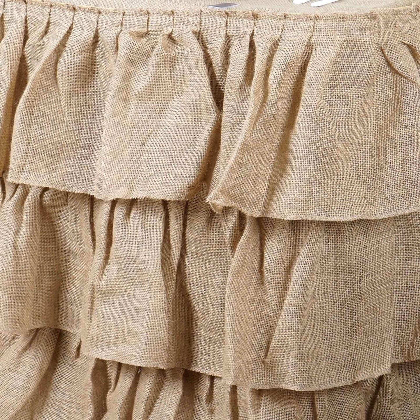Burlap 21ft Table Skirt Natural 3 Tier Ruffled Design for Rustic Weddings & Country Events