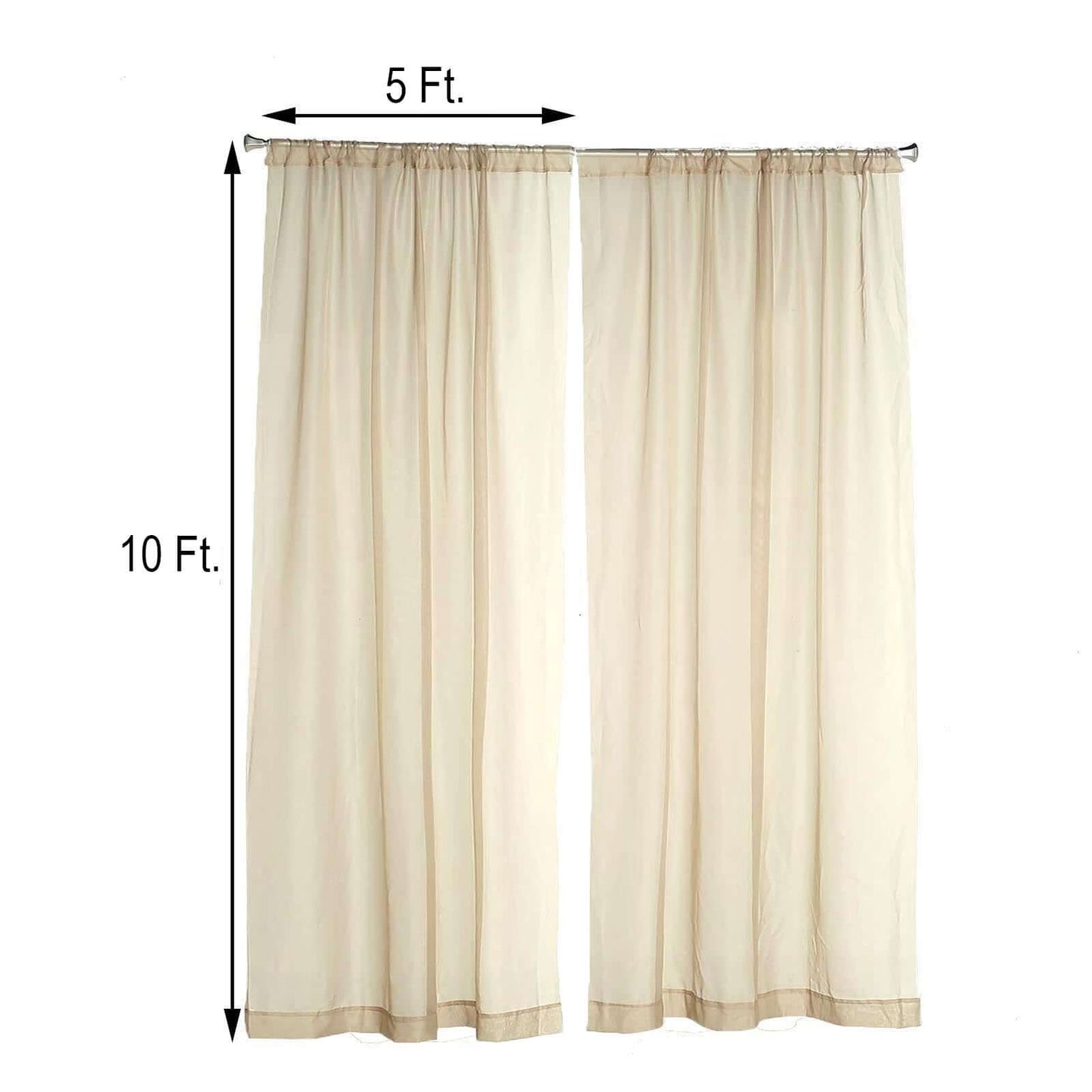 2 Pack Natural Sheer Chiffon Event Curtain Drapes, Durable Flame Resistant Organza Backdrop Event Panels With Rod Pockets - 10ftx10ft