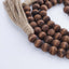 55" Brown Rustic Boho Chic Wood Bead Garland With Tassels, Farmhouse Country Wood Bead Chain