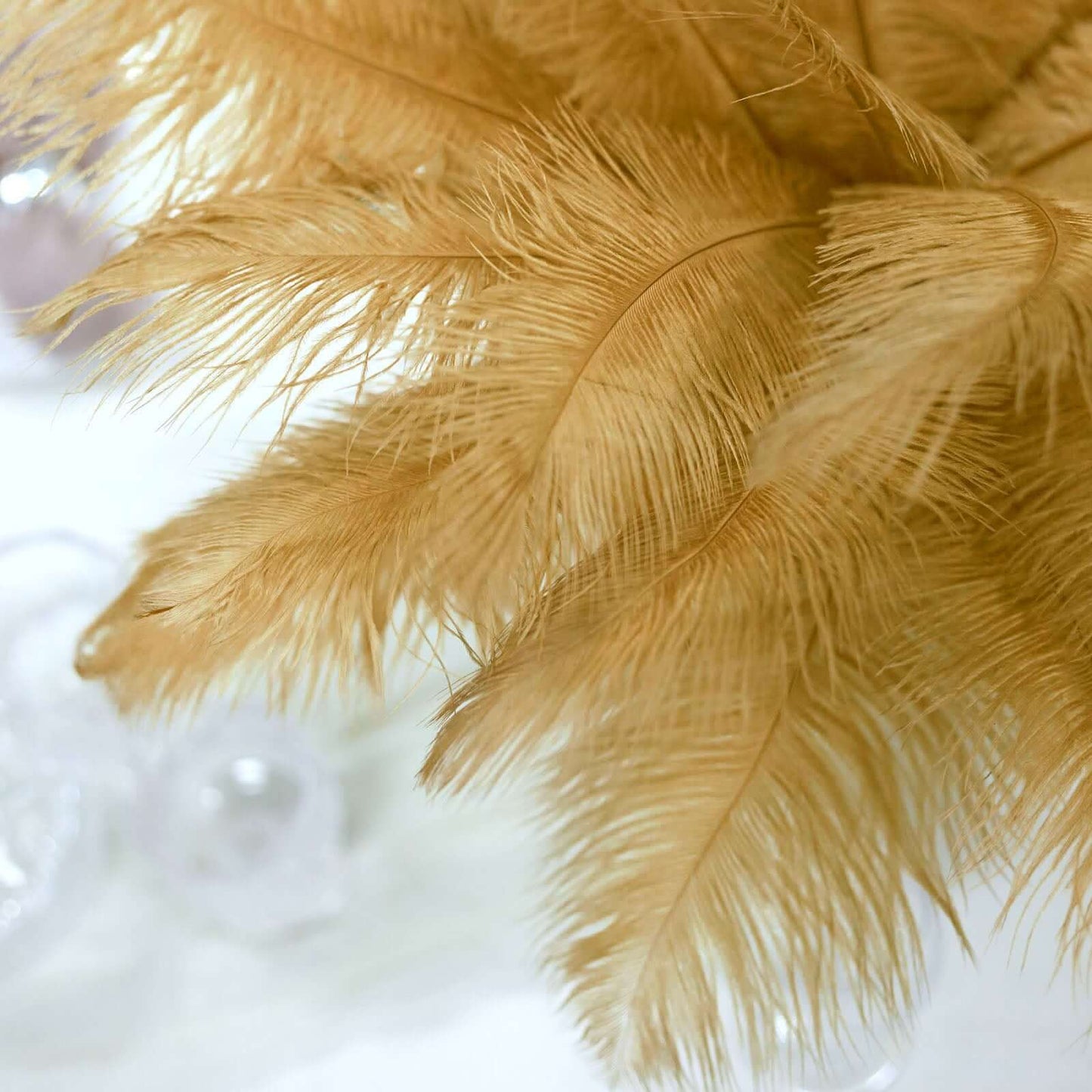12 Pack 13"-15" Gold Natural Plume Real Ostrich Feathers, DIY Centerpiece Fillers