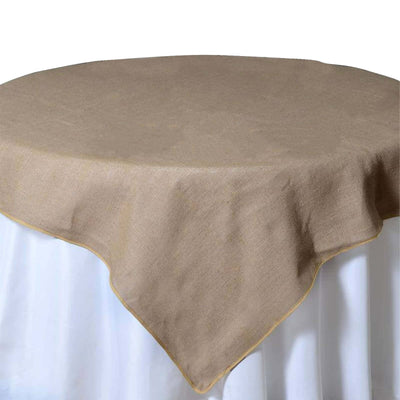 Natural Jute 72"x72" Table Overlay Square Tablecloth - Rustic Design for Authentic Vintage Decor