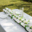 6 Pack Cream Ivory Silk Rose Flower Panel Table Runner, Artificial Floral Arrangements Wedding Table Centerpiece - 20"x8"