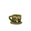 Set of 2 Teacup Shaped Planter Boxes Preserved Moss with Twine Green - Flower Basket Centerpieces 5", 4"