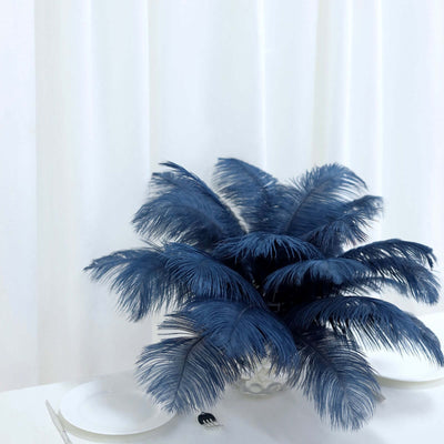 12 Pack 13"-15" Navy Blue Natural Plume Real Ostrich Feathers, DIY Centerpiece Fillers
