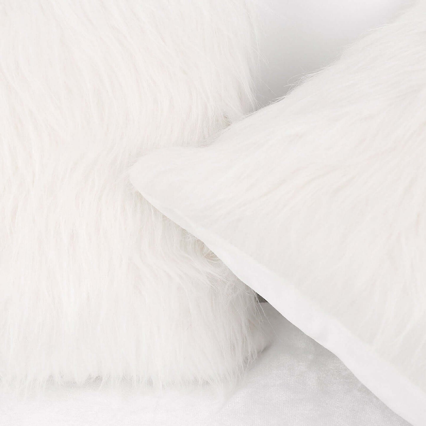 2 Pack 18" White Faux Fur Sheepskin Throw Pillow Cases, Square Pillow Covers