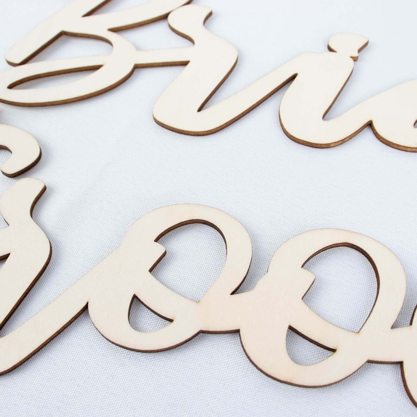 Set of 2 Bride and Groom Chair Signs Natural Wood - Charming Calligraphy Wall Hanging Wedding Decor & Props 12"x5"