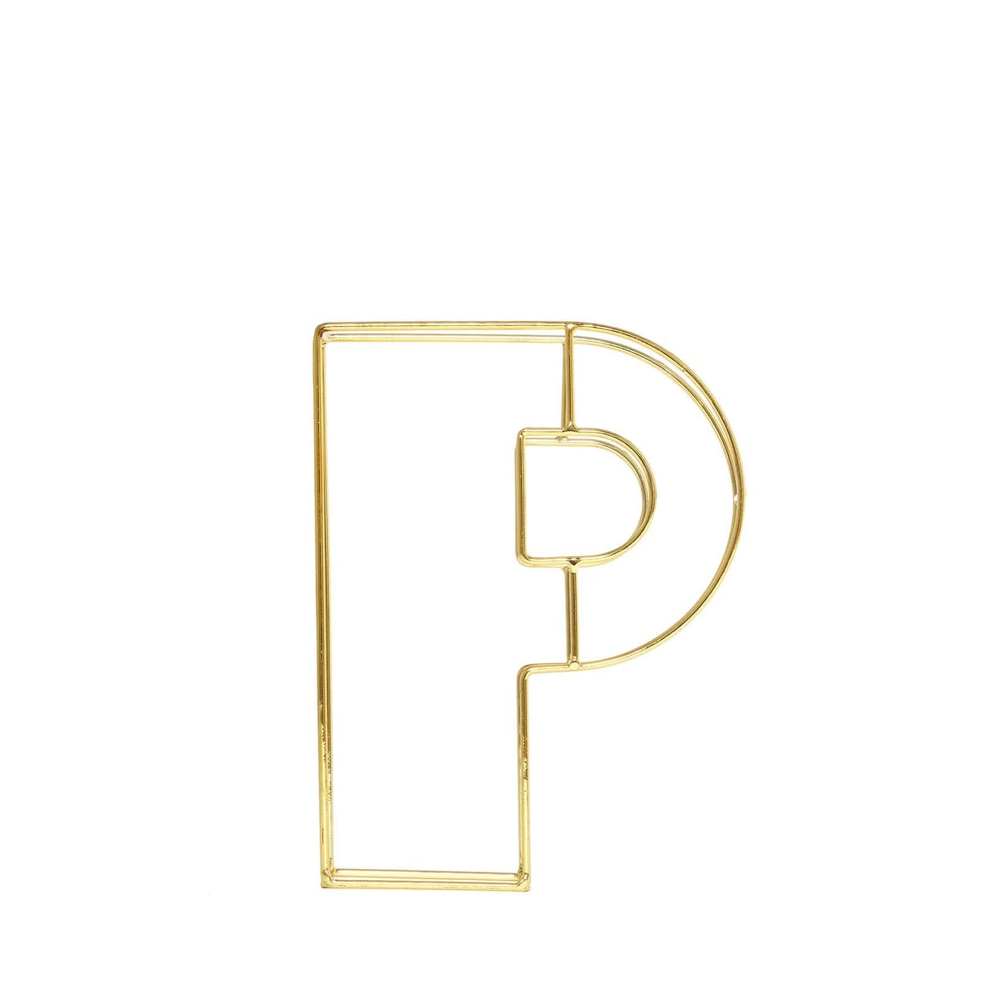 8" Tall Gold Freestanding 3D Decorative Wire Letter, Wedding Centerpiece - P