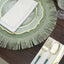 4-Pack Placemats Fringe Edge Design Sage Green Jute Round - Rustic Boho Chic Burlap Table Decor 16"