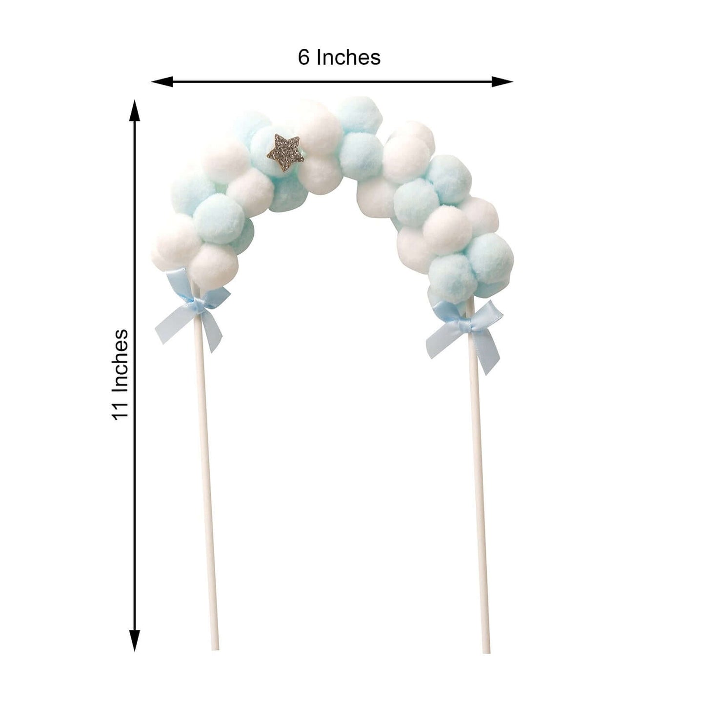 Cotton Ball Arch Cake Topper Blue/White - Charming Mini Cake Decoration Supplies for Nautical Sky & Baby-Themed Events 6"x11"