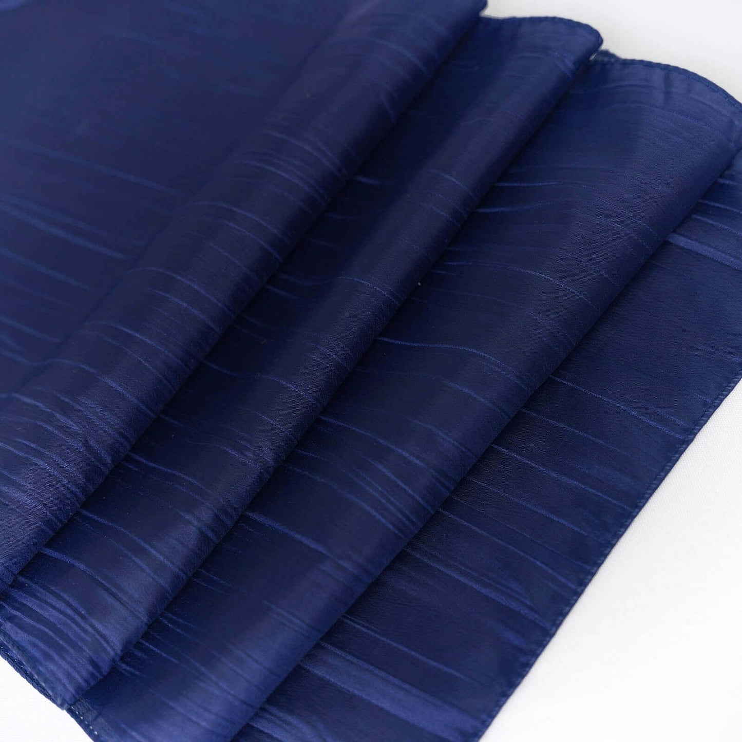 Taffeta 12"x108" Table Runner Navy Blue - Accordion Crinkle Design