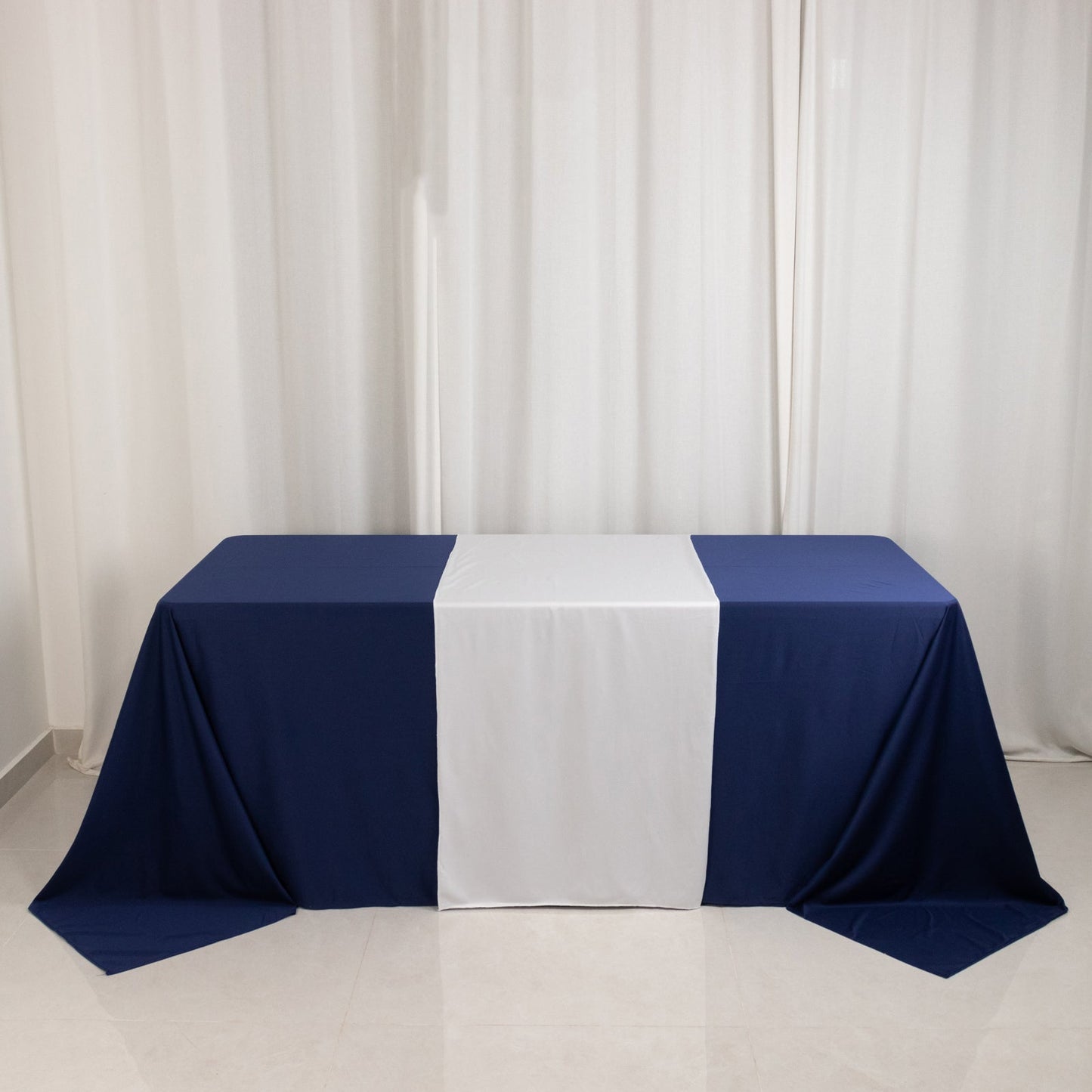 Scuba Polyester 24"x72" Wide Table Runner White - Wrinkle-Free Trade Show & Event Table Linen