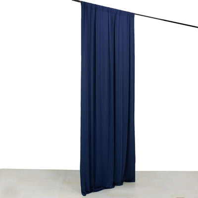 Navy Blue 4-Way Stretch Spandex Event Curtain Drapes Wrinkle Free Backdrop Event Panel with Rod Pockets - 5ftx10ft
