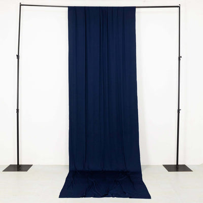 Navy Blue 4-Way Stretch Spandex Event Curtain Drapes, Wrinkle Free Backdrop Event Panel with Rod Pockets - 5ftx14ft