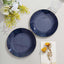 10-Pack Plastic 8" Round Dessert Plates in Navy Blue with Gold Rim - Glossy Disposable Appetizer Salad Plates
