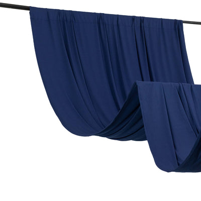 Navy Blue 4-Way Stretch Spandex Event Curtain Drapes, Wrinkle Free Backdrop Event Panel with Rod Pockets - 5ftx10ft