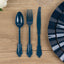 72 Pcs Plastic Silverware Set in Baroque Style Navy Blue - Heavy Duty Disposable Knife, Fork, and Spoon Set