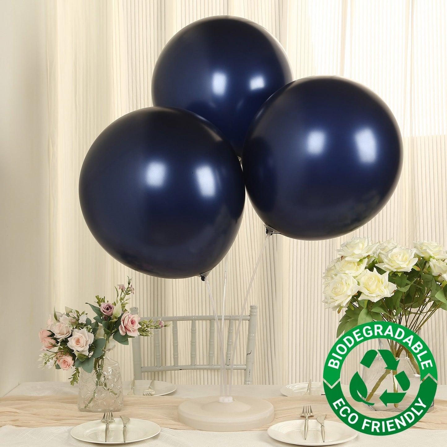 10 Pack Navy Blue Biodegradable Balloons, 18" Thickened Extra Strong Eco-friendly Latex Helium Party Balloons