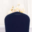 Spandex Chair Cover with Ruffle Pleated Skirt for Banquet Chairs Navy Blue - 1-Piece Stretch Fitted Slipcover