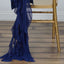 Chiffon Chair Sash with Curly Design Navy Blue - Stylish Chair Decorations