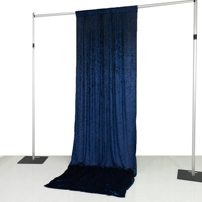 Navy Blue Crushed Velvet Backdrop Curtain â€“ 5ft x 12ft Event Drape with Rod Pocket Privacy Panel for Photo Booths &