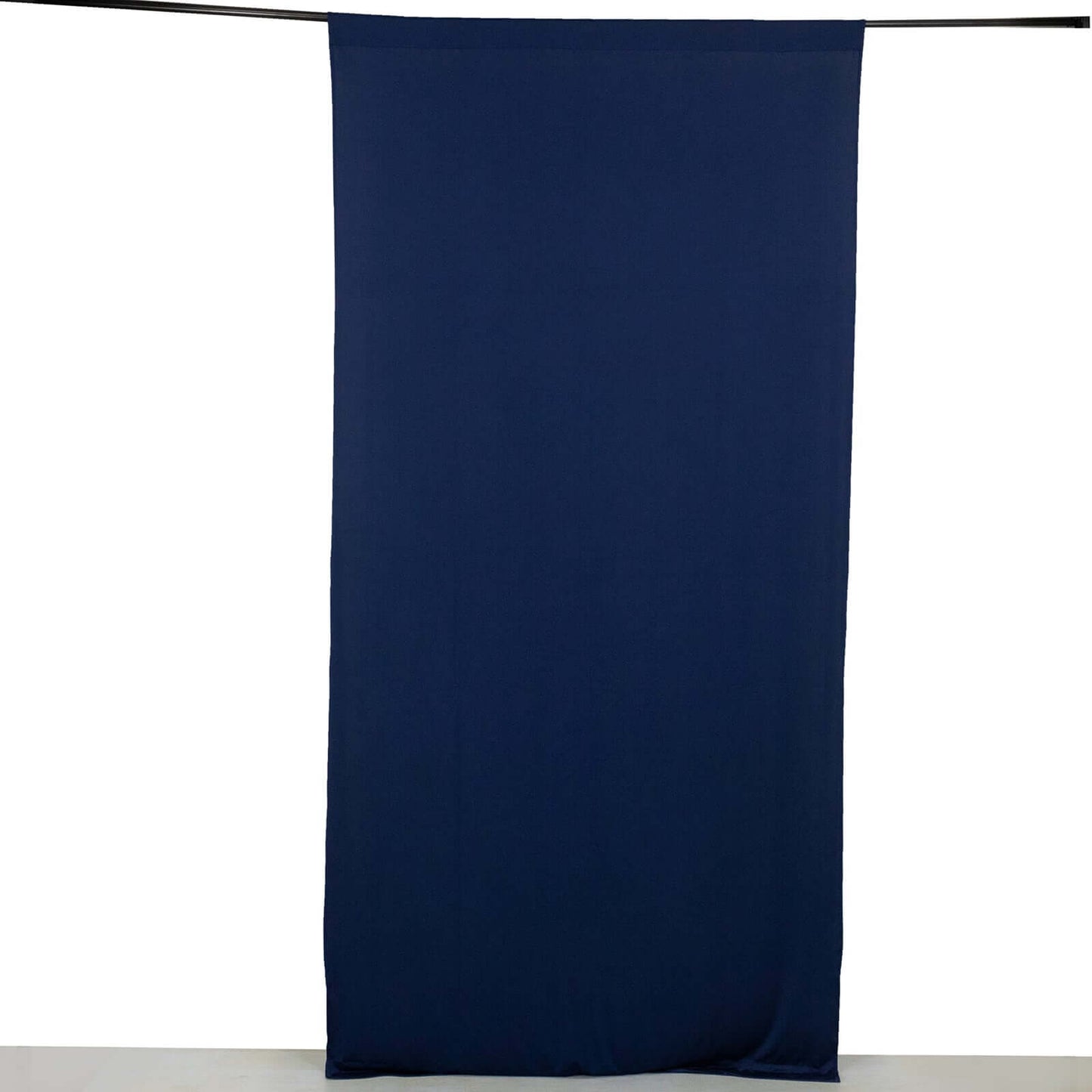 Navy Blue 4-Way Stretch Spandex Event Curtain Drapes, Wrinkle Free Backdrop Event Panel with Rod Pockets - 5ftx10ft