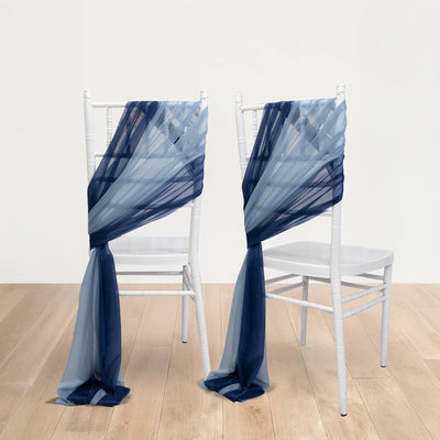 20-Pack Sheer Chair Drape Decor in Navy Blue and Dusty Blue â€“ 9ft Shimmer Sash, Wrinkle-Free