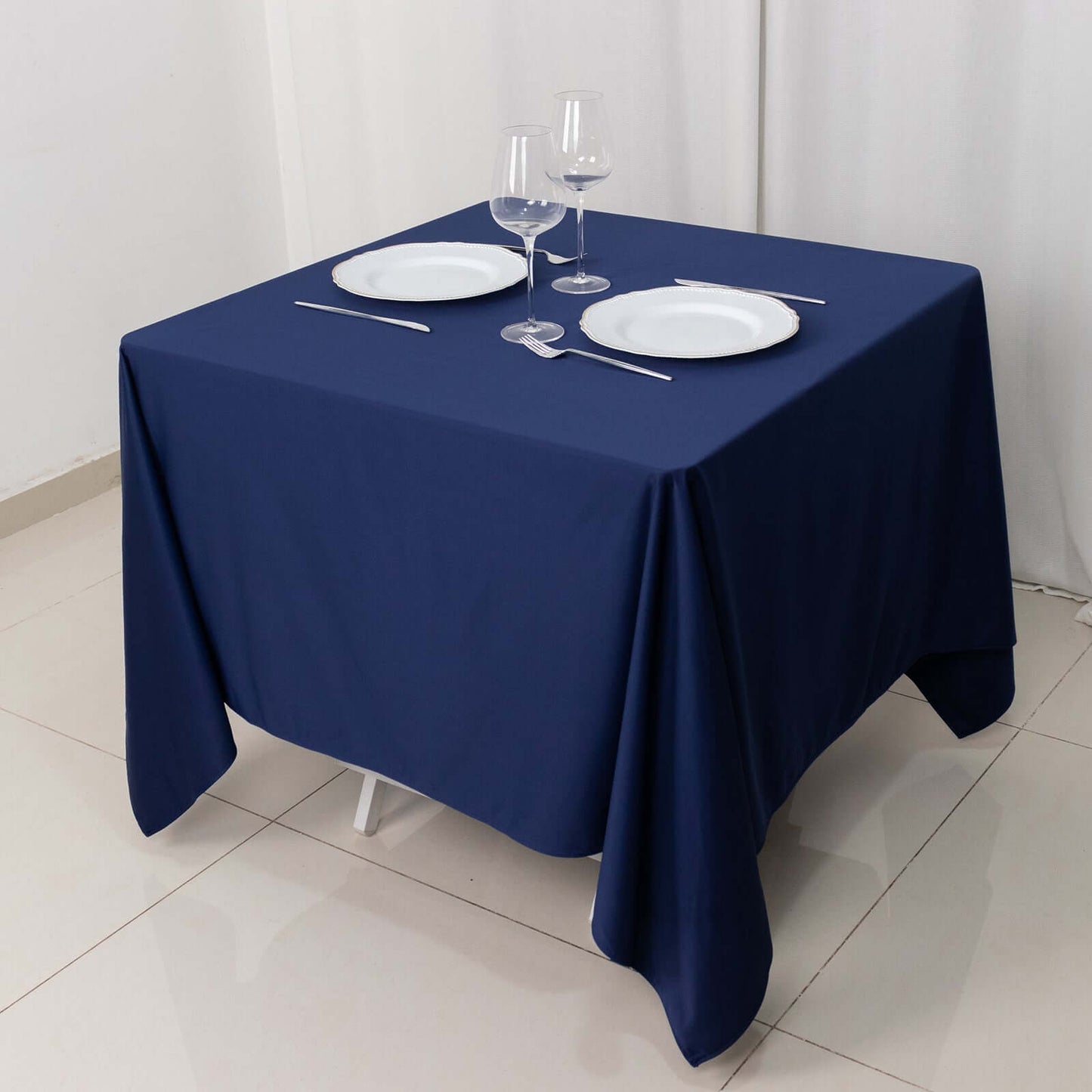 Scuba Square 70"x70" Tablecloth Navy Blue - Wrinkle Free & Stain Resistant Table Cover