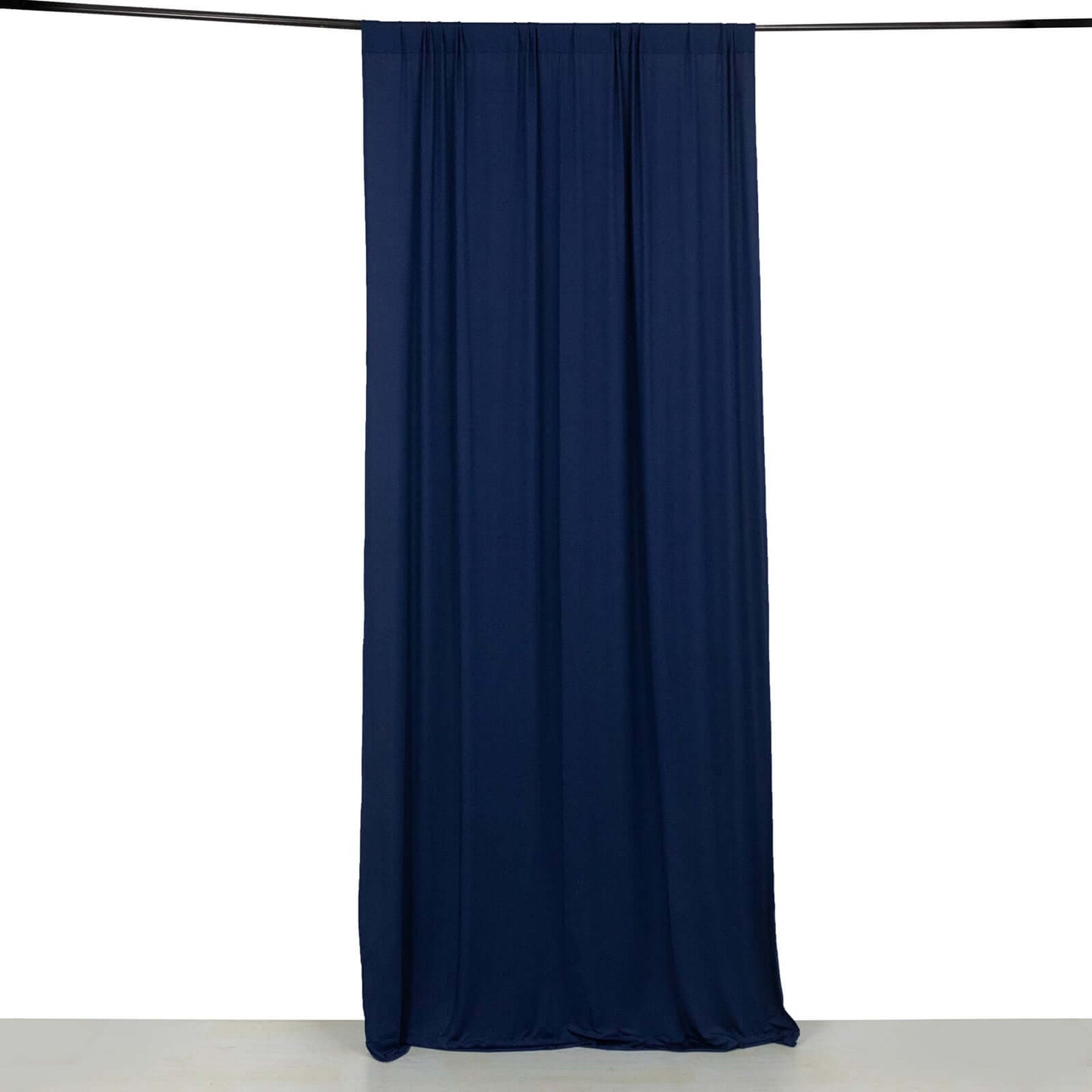 Navy Blue 4-Way Stretch Spandex Event Curtain Drapes, Wrinkle Free Backdrop Event Panel with Rod Pockets - 5ftx10ft