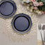 10-Pack Plastic 8" Round Dessert Plates in Navy Blue with Gold Scalloped Rim - Disposable Appetizer/Salad Plates