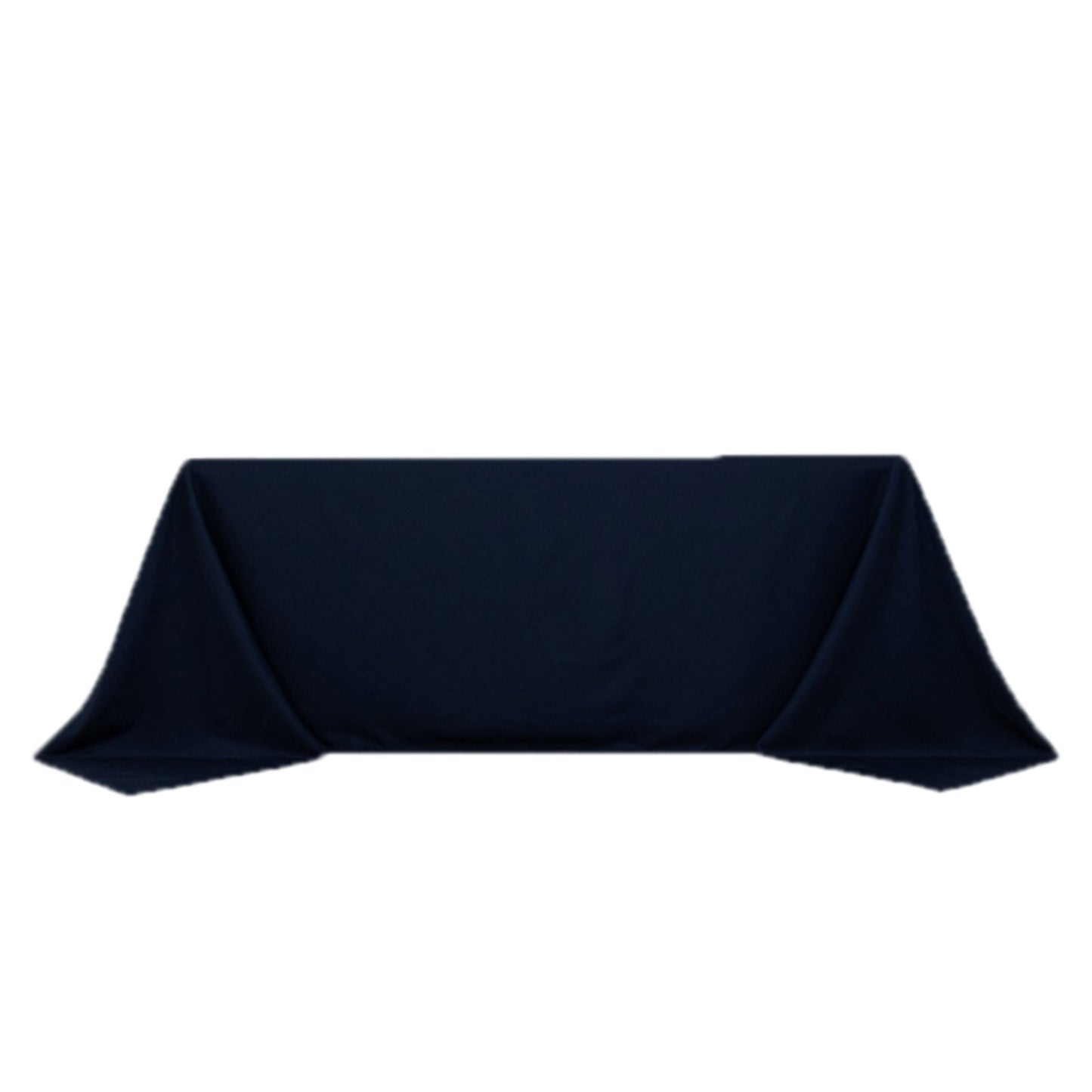 Fire Retardant Premium Polyester 90"x132" Rectangular Tablecloth Navy Blue - High-Performance Seamless Table Cover