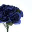 12" Navy Blue Artificial Velvet-Like Fabric Rose Flower Bouquet Bush