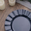 10-Pack Plastic 9" Round Dinner Plates in Navy Blue Ruffled Rim with Gold Edging - Sturdy Disposable Dinnerware