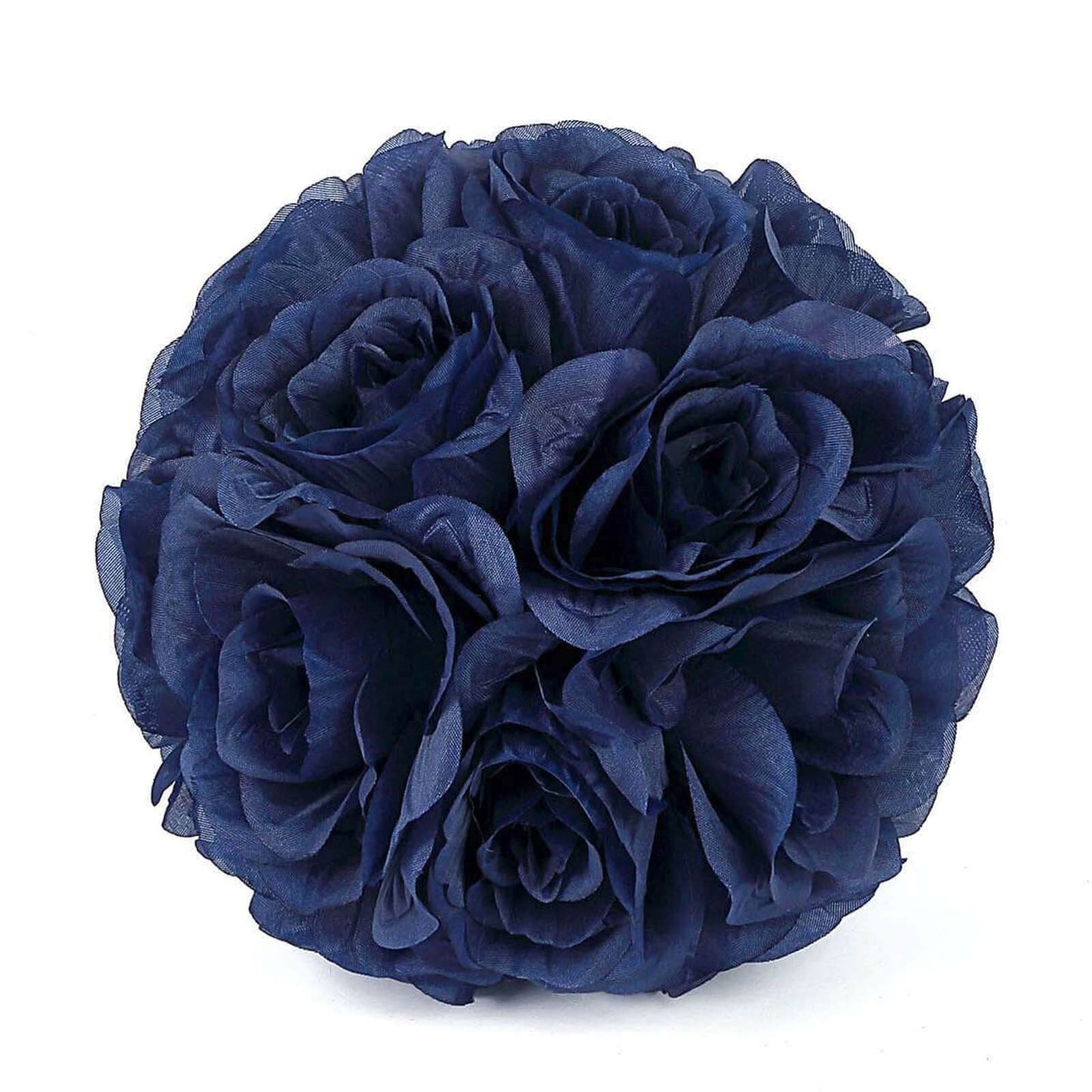 2 Pack 7" Navy Blue Artificial Silk Rose Kissing Ball, Flower Ball