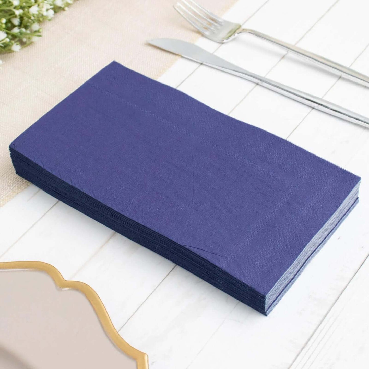 50-Pack Paper Napkins Navy Blue - Soft Disposable 2-Ply Dinner Napkins for Weddings