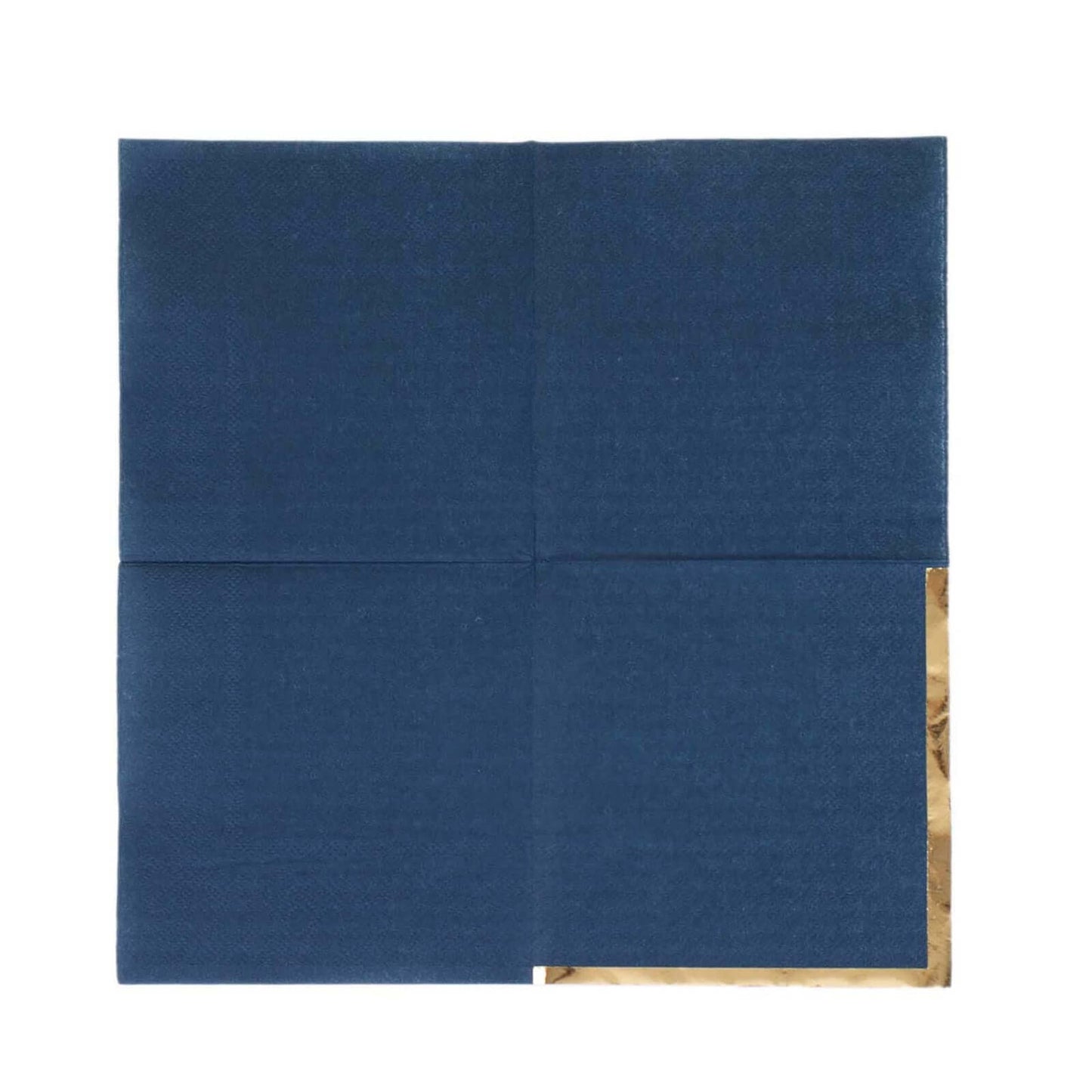 50-Pack Paper Beverage Napkins Navy Blue with Gold Foil Edge - 2 Ply Disposable Soft 18GSM Cocktail Napkins 5"x5"