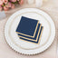 50-Pack Paper Beverage Napkins Navy Blue with Gold Foil Edge - 2 Ply Disposable Soft 18GSM Cocktail Napkins 5"x5"