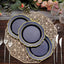 10-Pack Plastic 8" Round Dessert Plates in Navy Blue with Gold Scalloped Rim - Disposable Appetizer/Salad Plates